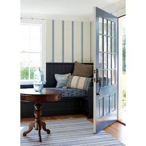 Blue Linette Navy Fabric Stripe Wallpaper Sample