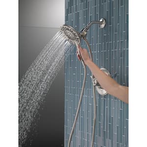In2ition 4-Spray Patterns 1.75 GPM 6 in. Wall Mount Dual Shower Heads in Stainless