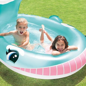 79 in. x 77 in. x 36 in. Inflatable Whale Spray Kiddie Pool for Kids 2+