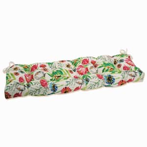 Floral Rectangular Outdoor Bench Cushion in Pink