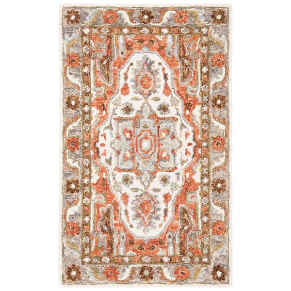 SAFAVIEH Trace Ivory/Red Doormat 3 ft. x 5 ft. Persian Area Rug