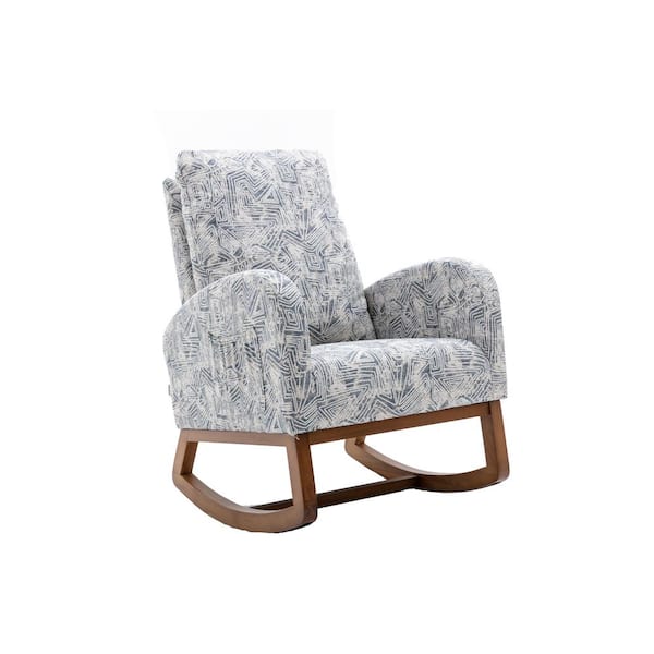 JASMODER Geometric Black Wooden Rocking Chair