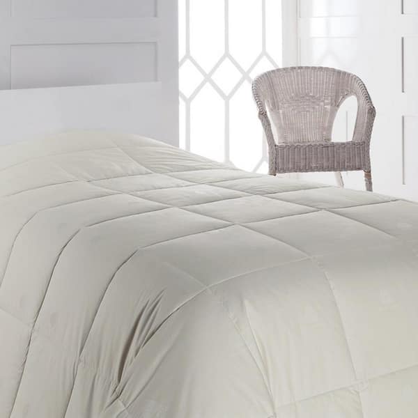 SUSSEXHOME Sheep textured Ivory Twin Size 100% Pure New Wool Filled Comforter, Hypoallergenic, Extra Warmth, Lightweight