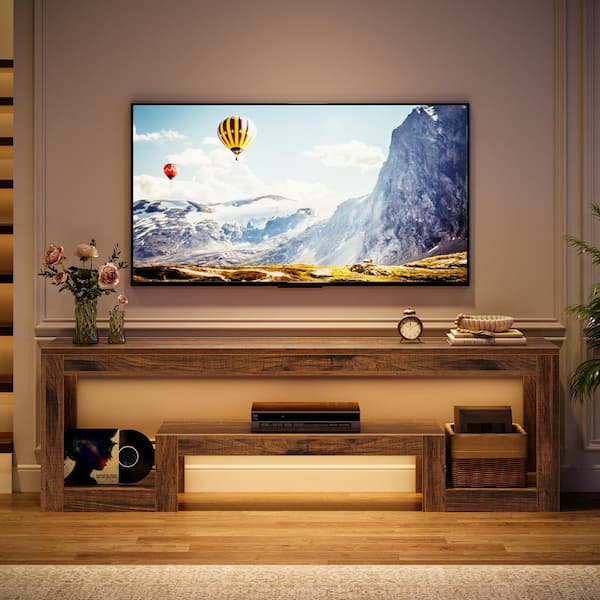Tabor Rustic Brown TV Stand Fits TVs up to 60 to 65 in. Farmhouse Vintage Entertainment Center with Storage Shelves