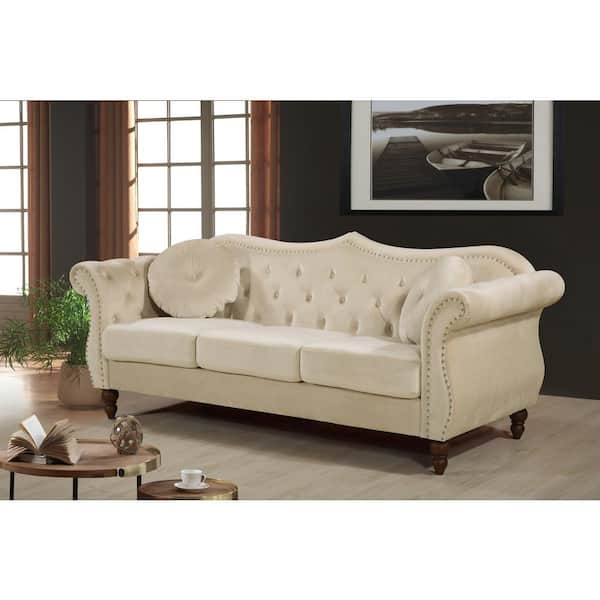 79.5 Inch Fabric Loveseat Sofa with 2 Removable Back Cushions - Costway