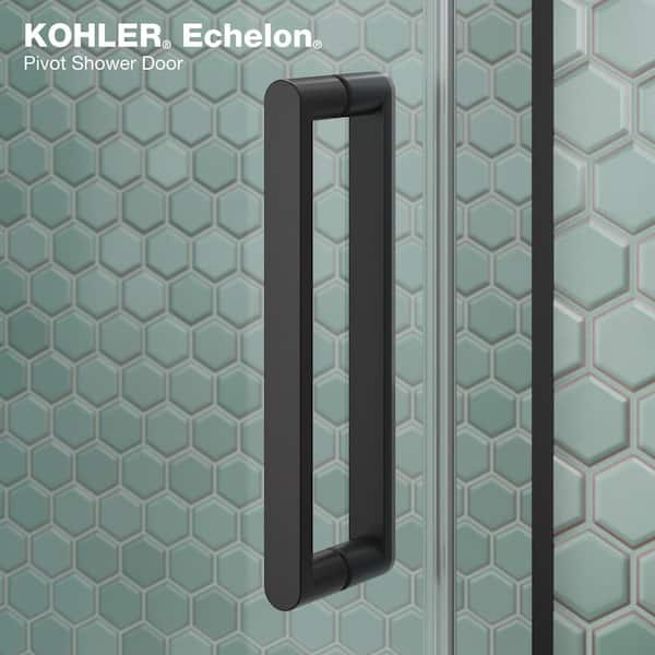 Echelon 48 in. x 70 in. Pivot Frameless Shower Door in Matte Black with Clear Glass