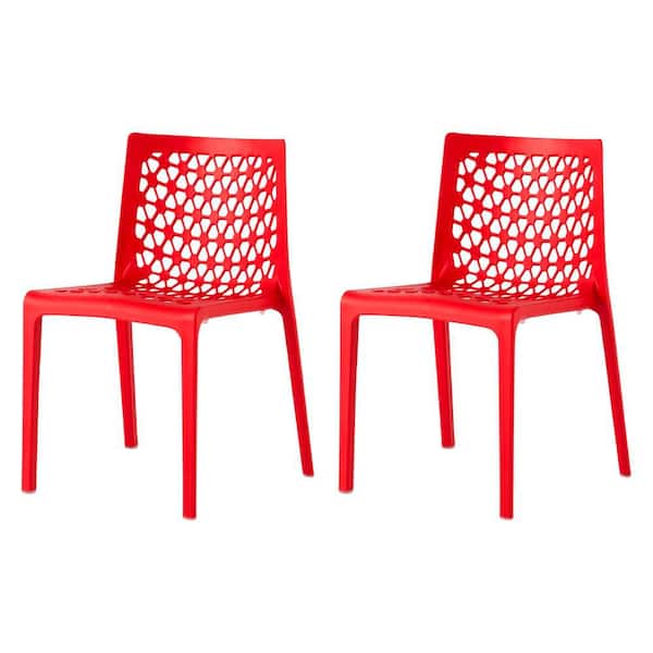 Milan Red Stackable Resin Outdoor Dining Chair (2-Pack)