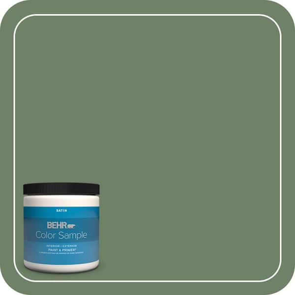BEHR PREMIUM PLUS 8 oz. #S390-6 Cliffside Park Satin Enamel Interior/Exterior Paint & Primer Color Sample