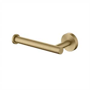 Wall Mounted Single Post Round Stainless Steel Toilet Paper Holder in Brushed Gold
