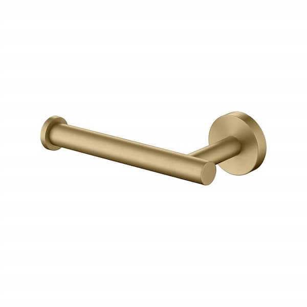 Cubilan Wall Mounted Single Post Round Stainless Steel Toilet Paper Holder in Brushed Gold