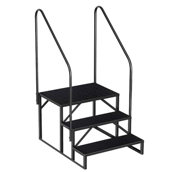 1.6 ft. Reach, Heavy Duty 3 Step Outdoor Hot Tub Steps Ladder with 2 Handrail for 5th Wheel, Motor Home, Spa and Porch