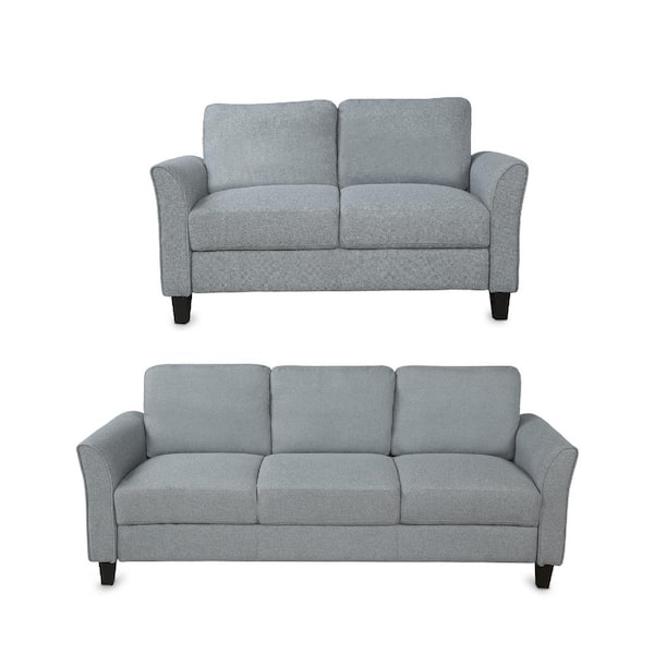 Utopia 4niture Yves 80 in. Gray Fabric Loveseat and 3-seater Sofa ...