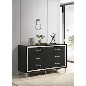 Lucia Black 6-drawer 58.5 in. Dresser Cabinet