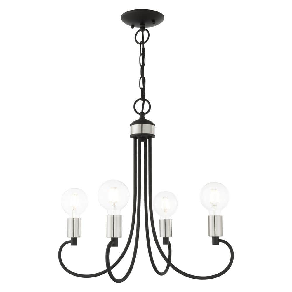Black Crystal Mini 4-Light Candle Chandelier
