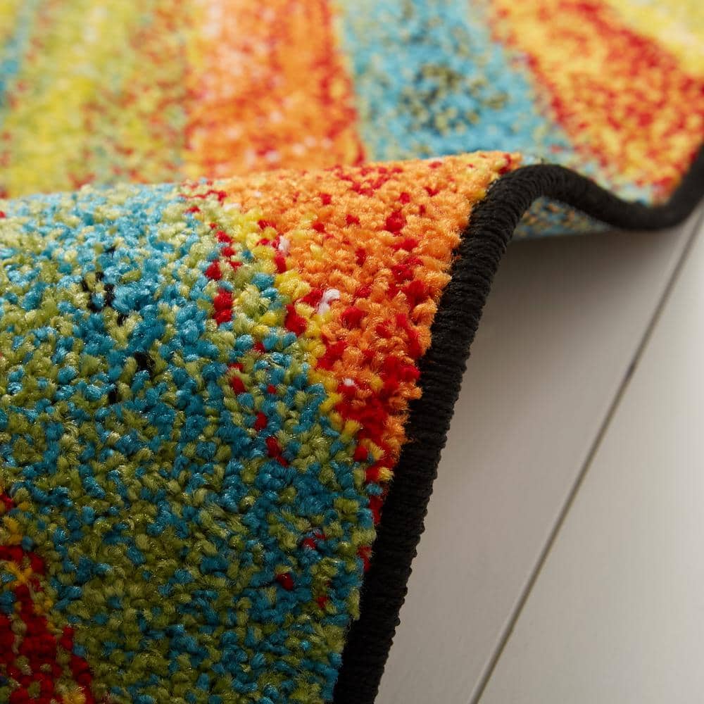 8' x 10' Red and Yellow Abstract Synthetic Area Rug