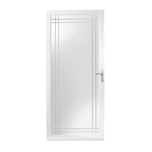 3000-Series 36 in. x 80 in. White Right-Hand Full View Etched Interchangeable Aluminum Storm Door with Nickel Hardware