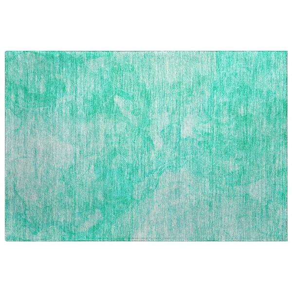 Dream Shag Premium Machine Washable Abstract ADS688 Teal 9 ft. x 12 ft. Area Rug