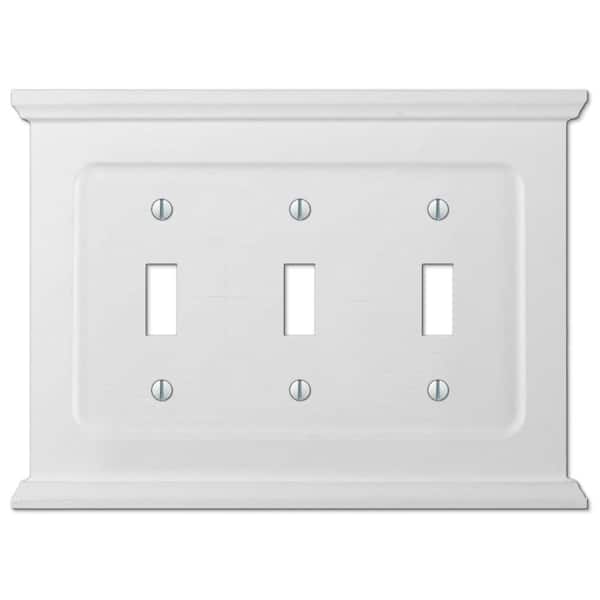 AMERELLE Mantel 3 Gang Toggle Wood Wall Plate - White