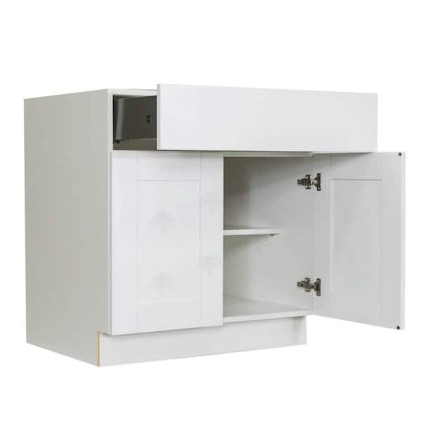 LIFEART CABINETRY Anchester Assembled 24 in. x 34.5 in. x 24 in. Base Cabinet with 2-Door and 1-Drawer in Classic White