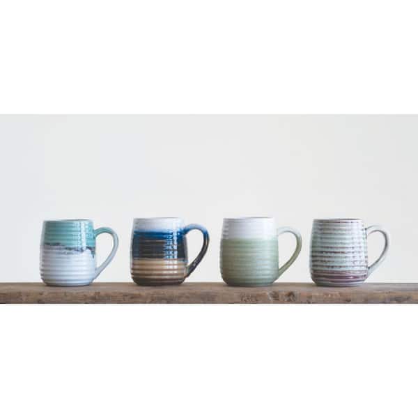 Bosmarlin Large Ceramic Coffee Mug, Big Tea Cup, 7 Colors to Choose, 21 oz, Dishwasher and Microwave Safe, 1 Pcs (Blue&White)