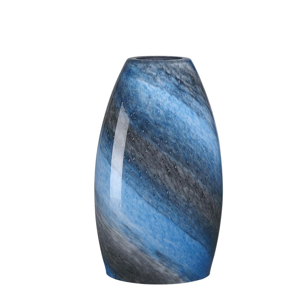 7.64 in. Blue Bubble Glass Drum Pendant Light Shade with 1.65 in. Lip Fitte