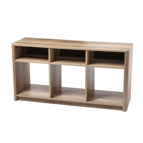 Storied Home 42 in. Radius Wood TV Stand with Storage in Coastal Oak