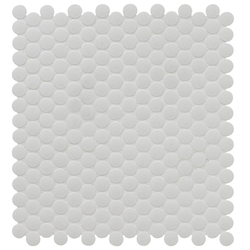 Take Home Sample - Penny Round Bianco 6 in. x 6 in. Matte Porcelain Mesh-Mounted Mosaic Tile price history on PriceWatchPro