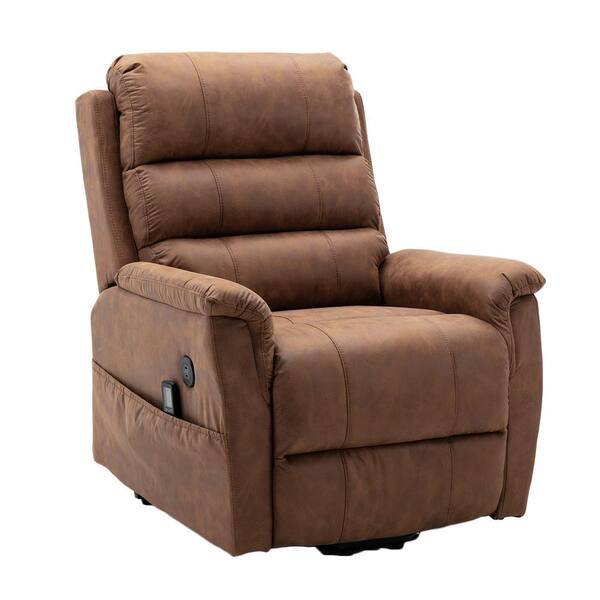 Lifesmart Ultra Soft Saddle Brown Palomino Massage and Lift Chair with Lie Flat Recline and USB Port