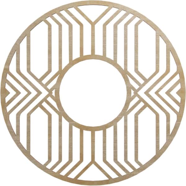 Ekena Millwork 24 in. x 24 in. x 1/4 in. Empire Wood Fretwork Pierced Ceiling Medallion, Hickory