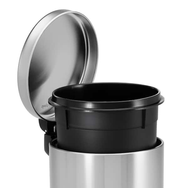 simplehuman Mini Round Step 1.2 Gal Trash Can, Polished Stainless Steel