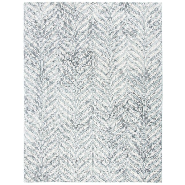 Restoration Vintage 8 ft. x 10 ft. Ivory/Sage Distressed Herringbone Area Rug
