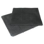 Revolution Diamond-Plate 5/8 in. T. x 3 ft. W x 3 ft. L Black Interlocking Rubber Flooring Tiles (2-Pack)