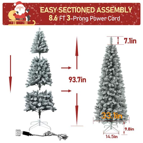 Home Heritage 7 ft. White Pre-Lit LED Pencil Tinsel Artificial Christmas  Tree & Stand with 150 Warm Lights TV70CZ113L00 - The Home Depot