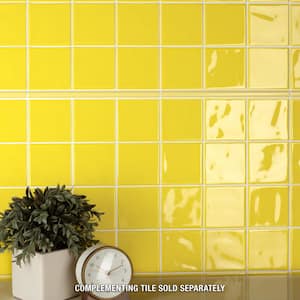 Twist Square Yellow Lemon 11-3/4 in. x 11-3/4 in. Ceramic Mosaic Tile (9.8 sq. ft./Case)