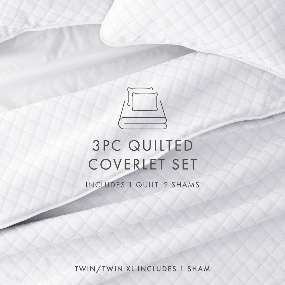 White Full Microfiber Reversible Quilt Set with Shams