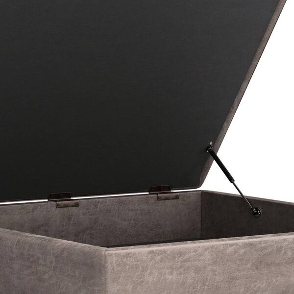 Simpli Home Owen 40 in. Wide Vegan Leather XL Square Coffee Table