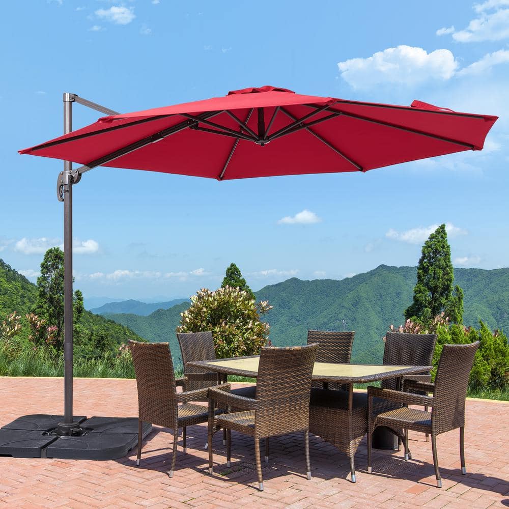 JOYESERY 10 ft. Cantilever Patio Umbrella with Cross Base, Outdoor