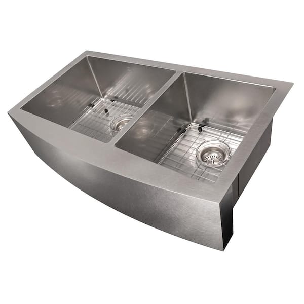 ZLINE 36" Courchevel Farmhouse Undermount Double Bowl Sink in DuraSnowStainless Steel