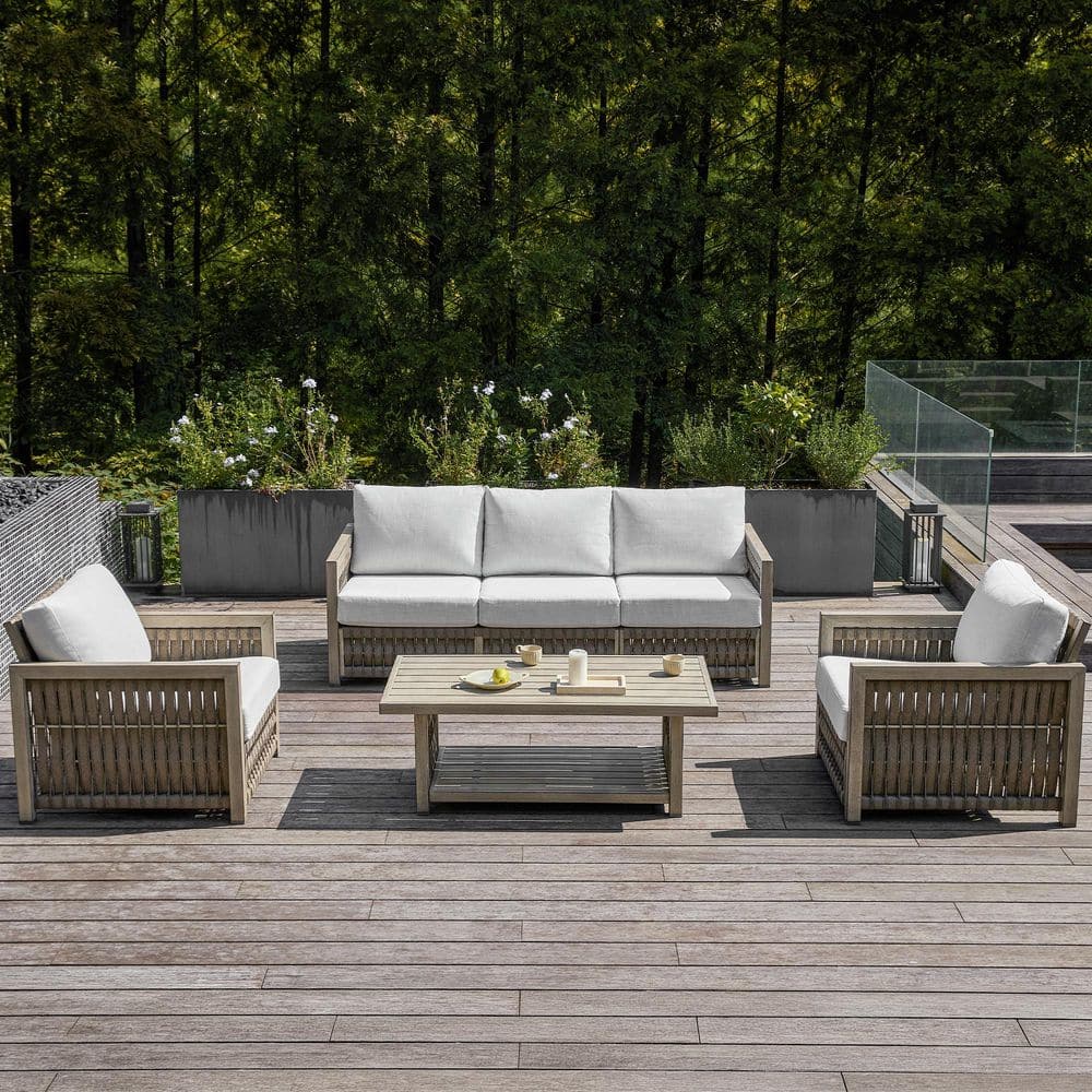 cocone10セット CikaCika Brown 4-Piece Woven Rope Aluminum Outdoor Patio