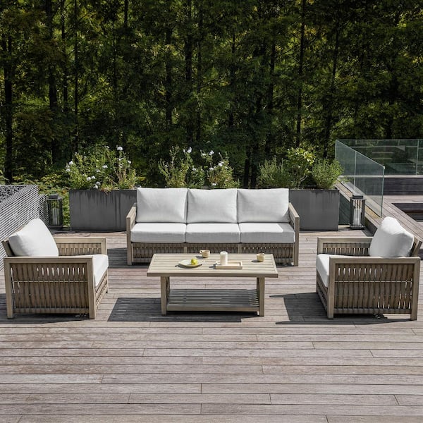 CikaCika Brown 4-Piece Woven Rope Aluminum Outdoor Patio