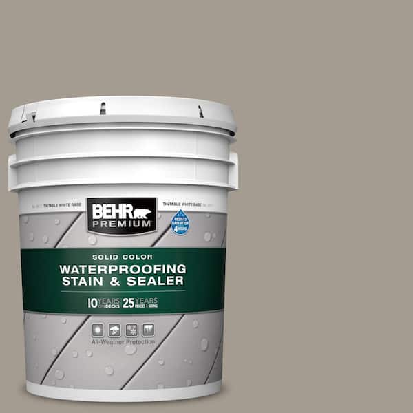 BEHR PREMIUM 5 gal. #720D-4 Ashwood Solid Color Waterproofing Exterior Wood Stain and Sealer