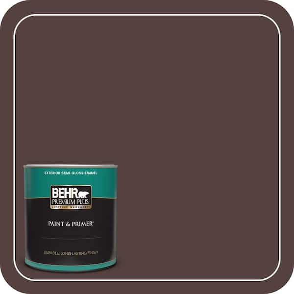 BEHR PREMIUM PLUS 1 qt. #BNC-21 Double Espresso Semi-Gloss Enamel Exterior Paint & Primer