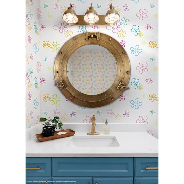 SpongeBob SquarePants Floral White Peel and Stick Wallpaper