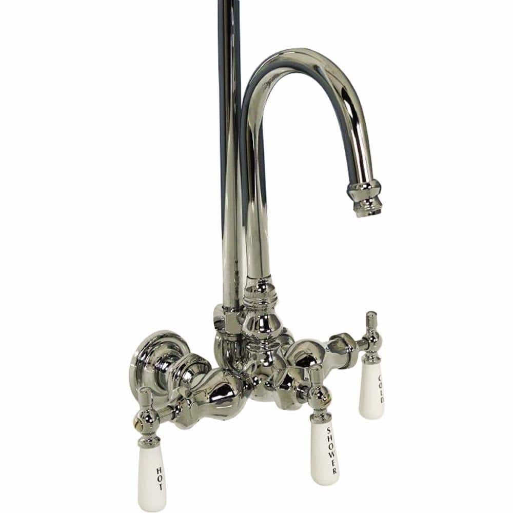 Polished Chrome Wall Mounted Tub Faucet with Handshower