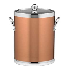 Americano 5 Qt. Brushed Copper and Chrome Ice Bucket with Metal Side Handles and Chrome Lid