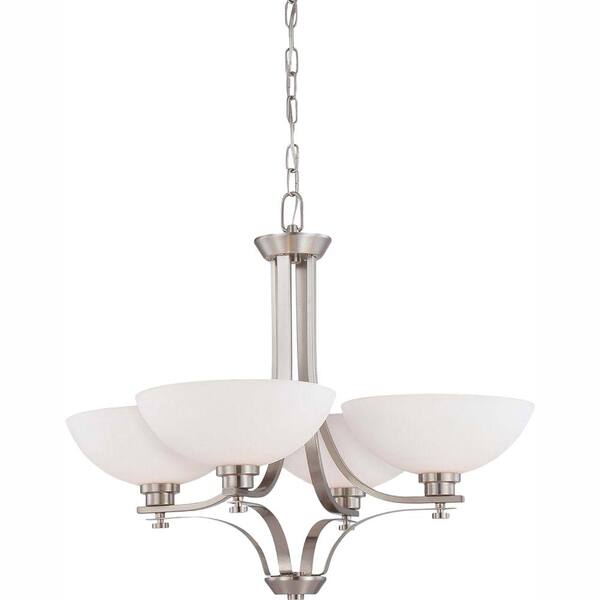 Illumine 4-Light Brushed Nickel Chandelier with Frosted Glass Shade