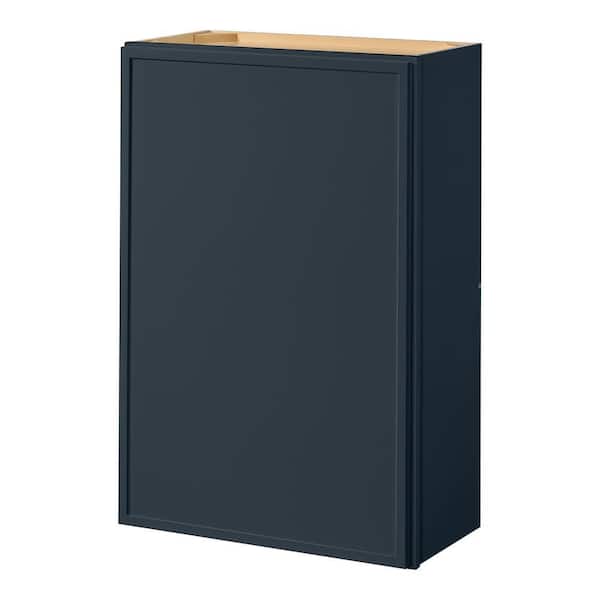 Leyton 24 in. W x 12 in. D x 36 in. H Ready to Assemble Plywood Slim Shaker Wall Kitchen Cabinet in Ink Blue