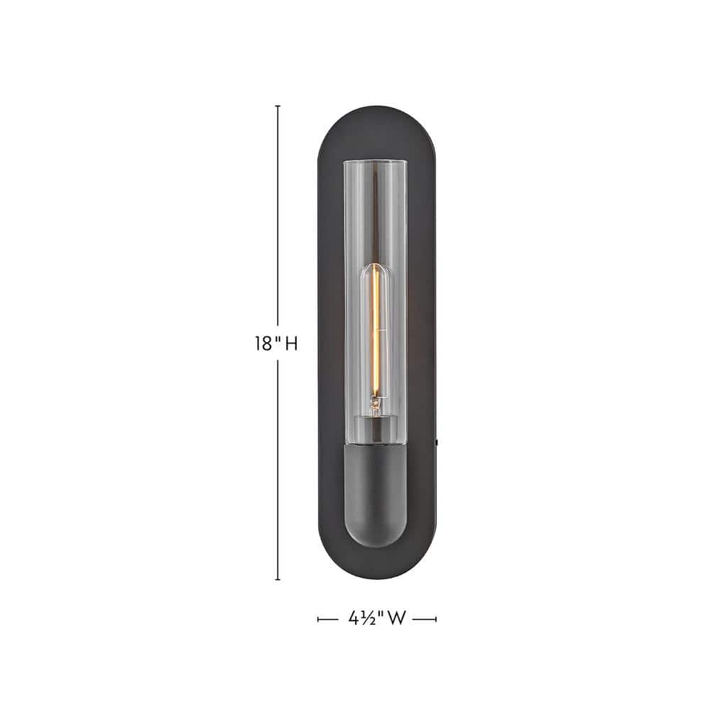 Black Dimmable Cylinder LED Wall Sconce with Clear Glass