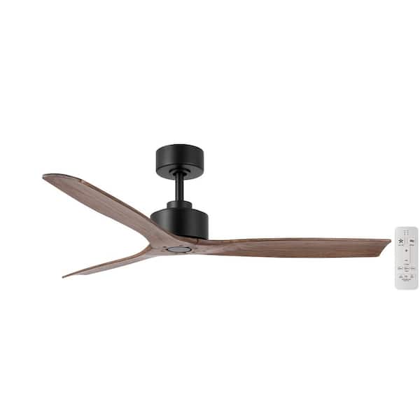 Hampton Bay Sofia Downrod 52 in. Indoor/Covered Outdoor Matte Black DC Motor Ceiling Fan with Solid Wood Blades and Remote Included