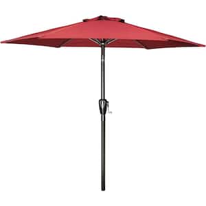 7.5 ft. Patio Umbrella Outdoor Umbrella Table Market Umbrella with Push Button Tilt and Crank, 6 Sturdy Ribs, Beige